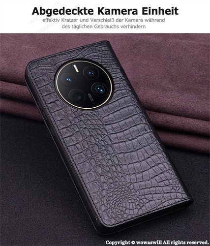 Echtleder Klapphülle Robust Rindsleder Flip Case Magnet Cover Tasche für HUAWEI - Picture 9 of 25