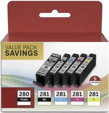 Canon OEM Genuine PGI-280 / CLI 281 Ink Cartridge set up- 5 pack (C / Y / M / B)