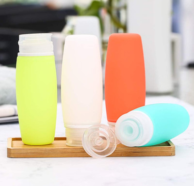 3.4 oz 100 ml Leakproof Silicone Travel Bottles 4 Pack Portable Refillable Fo...