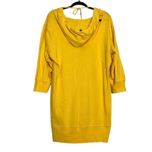 Apple Bottoms Women Y2K Rhinestone Grahic Hooded Sweater Dress 2X Yellow Mcbling - Picture 2 of 15