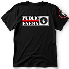 PUBLIC ENEMY T-SHIRT. BLACK TEE. CHUCK D, FLAVOR FLAVE. FIGHT THE POWER, SPIKE