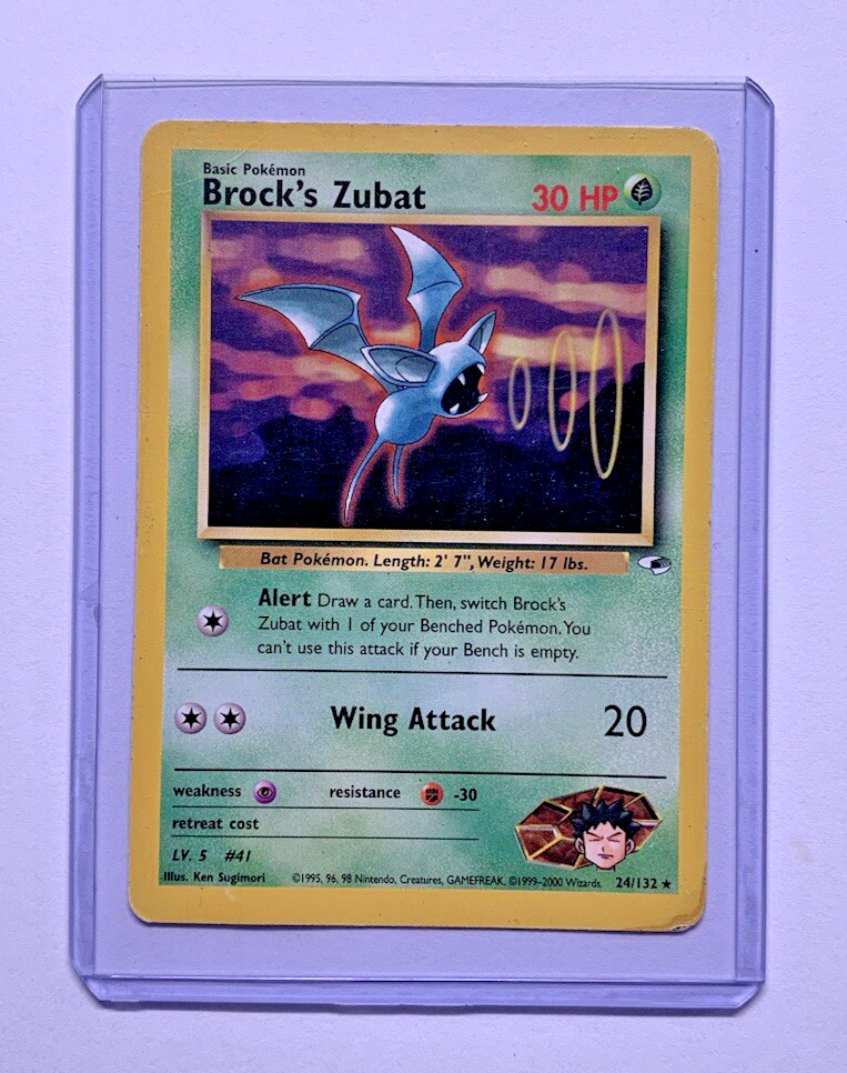 Brock's Zubat 24/132 Gym Heroes Rare Pokémon Card