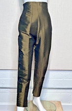 ROMEO GIGLI High Waisted Metallic Toreador Pants for LINDA DRESNER Size 42 ITALY
