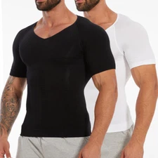 Mens Body Shaper Belly Chest Compression Shirt Slimming Girdle Tank Top Abs Vest