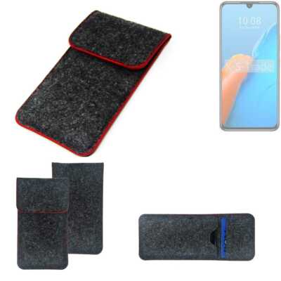 Schutzhülle für Infinix Note 12 Pro 4G dunkelgrau roter Rand Filz Sleeve Tasch