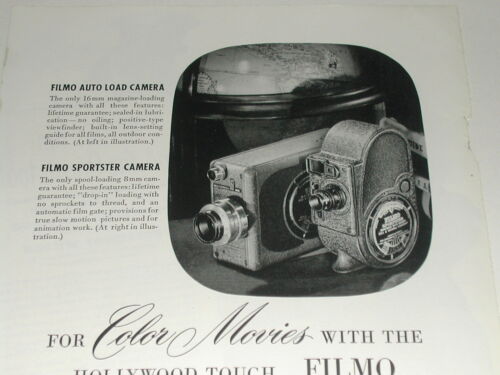 1948 Bell & Howell ad, Filmo movie cameras, 8mm, 16mm - Picture 1 of 3