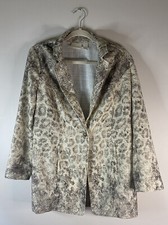 Chico's Womens White Shimmer Blazer Button Long Jacket Long Sleeve Size 1