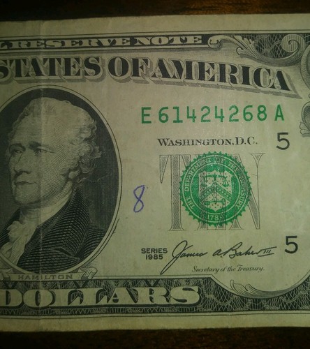 1985 $10 Dollar Note Federal Reserve of Richmond E61424268A - Picture 3 of 4