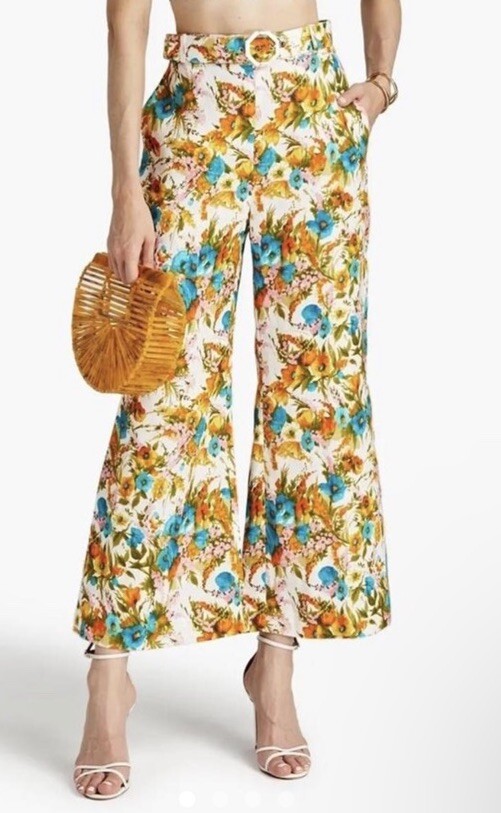 パンツ ZIMMERMANN Woman Pants Multicolor ZIMMERMANN Floral Multicolor Print Wide Leg Pants Sz 0/XS | eBay