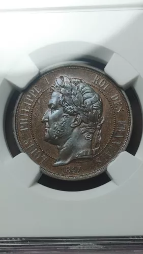 1847 France 5 Centimes Bronze Essai Maz 1105 NGC MS66 BN Pop 1/0 Barre      4135