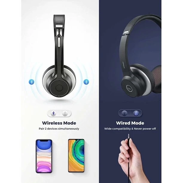 Mpow HC5 Bluetooth Headset V5.0 Wireless Headphones with Dual