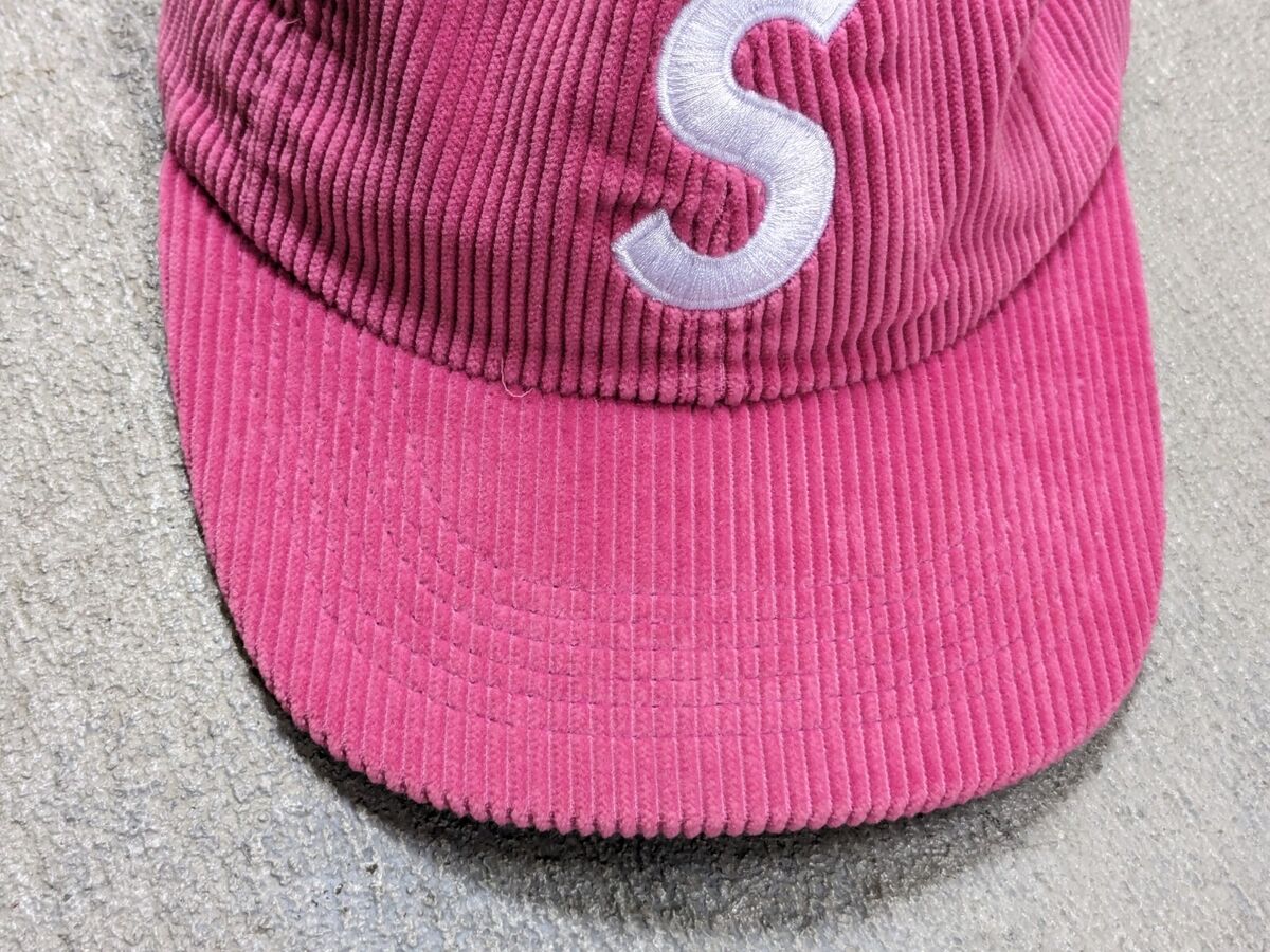 Supreme S Cap 6 Panel Corduroy Hat Magenta Pink Leather Supreme S Cap 6 Panel Corduroy Hat Magenta Pink Leather