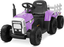 Kidzone 12v Electric Tractor With Trailer, Remote Control, Mp3, Purple