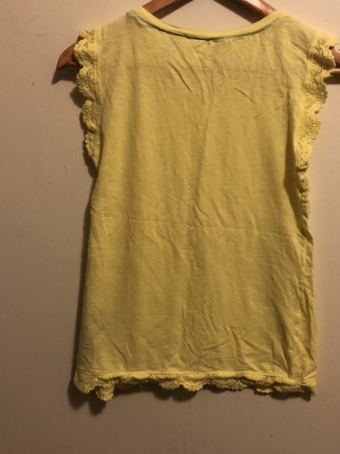 Tommy Hilfiger Women Size Extra Small Top Yellow Round Neck Fitted Short Sleeve - Picture 11 of 12