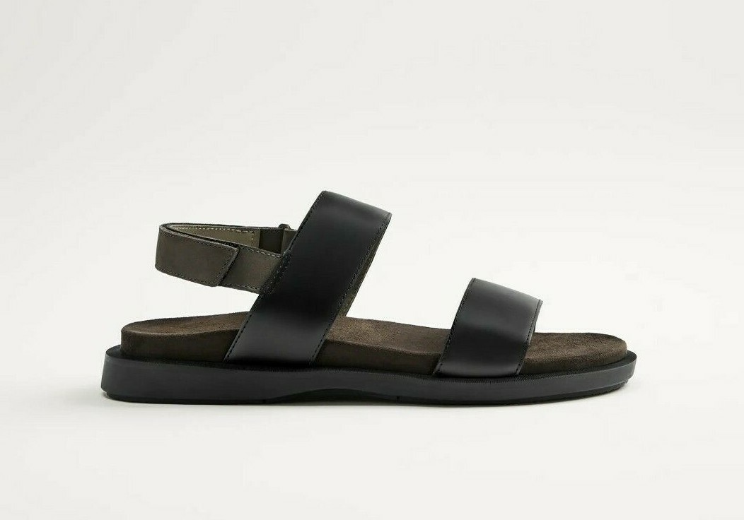 ZARA MEN SS STRAPPY FRONT INSTEP 100% LEATHER SANDALS BLACK