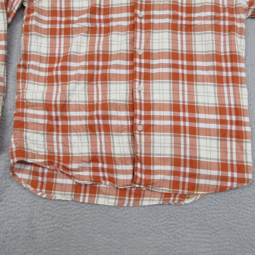 Quiksilver Waterman Shirt Mens XL Orange White Plaid Long Sleeve Button Down - Image 4 of 4