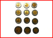12 Monedas Bimetálicas Pesos México $5 $2 $1 - 1982, 1992, 1993, 1994, 1995