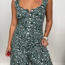 90s floral jumpsuit green floral