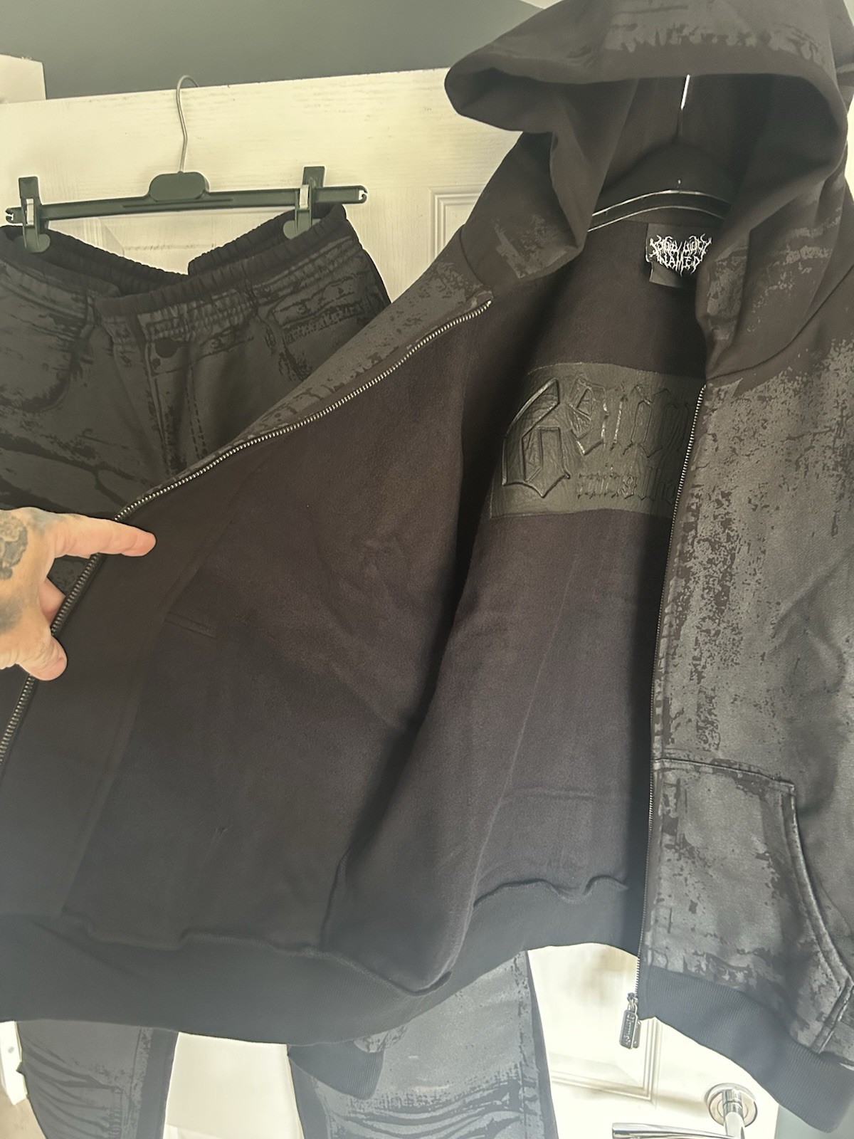NAMED COLLECTIVE Faithful Leather Effect Tracksuit Set – Hoodie L/XL, Joggers L image 6