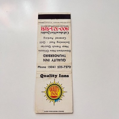 Quality Inn Thunderbird Downtown New Orleans LA Vintage Matchbook Cover TMB52-1