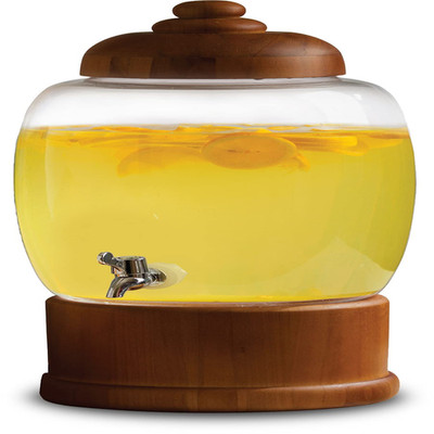Circleware Wooden Sun Tea Mason Jar Glass Beverage Dispenser Stand Lid