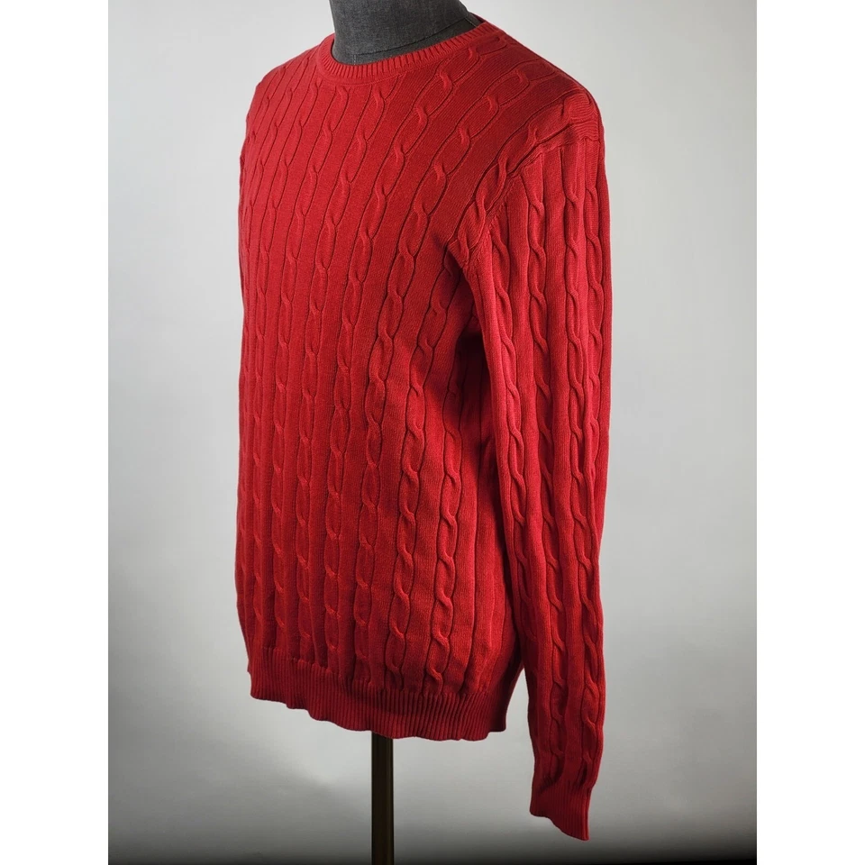 Suéter Club Room Para Hombres Medio Rojo Tejido con Cable Cuello Redondo Prendas Exteriores Pullover Nuevo con Etiquetas Foto 3 de 4