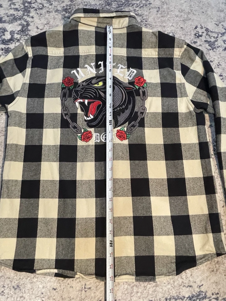 DGK United 刺绣法兰绒夹克男式 L 滑板街头服饰 二手状况完好 — 第 3/4 张图片