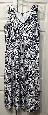 Talbot s Petite Blue/White Paisley Jersey Knit Sleeveless Dress Sz PL. NWT $109