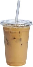 20 Oz Clear Plastic Cups PET Disposable Cold Cups With Lids and Straws for Party
