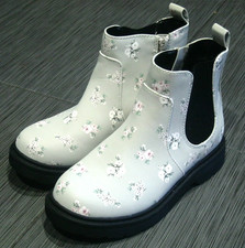 CAT JACK Floral Print Zita Zipper Chelsea Grey Flower Boots Girls Size 1 New