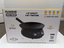 Nuwave Induction Hot Wok with 14" Carbon Steel Wok, Glass Lid & Stand 1919935