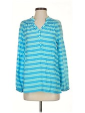 Lilly Pulitzer Women Blue Long Sleeve Silk Top XS