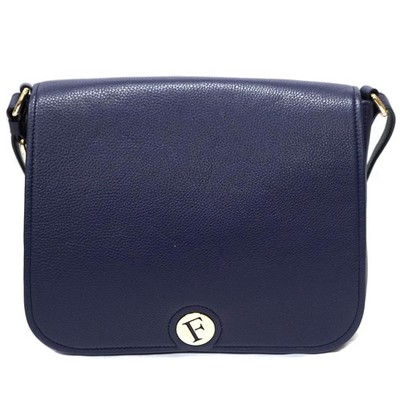 FURLA Shoulder Bag cross Body Bum Crossbody Belt leather Navy Blue