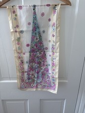 Vintage 1970s Blue And Pink Floral Scarf