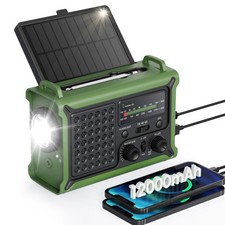 Emergency Weather Radio with Large Solar Panel, Efficient Hand Crank  Real 1...