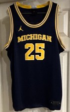 Jordan Elite Nike Michigan Wolverines 25 Basketball Jersey Men's XL Blue Yellow