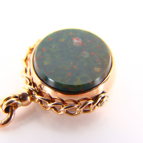 Vintage 9ct Hallmarked Gold Spinner Pendant | 1975 Bloodstone & Carnelian - Picture 5 of 14