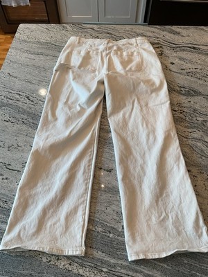 Risen Ivory Wide Leg Carpenter Utility Jeans Plus 3XL  3X