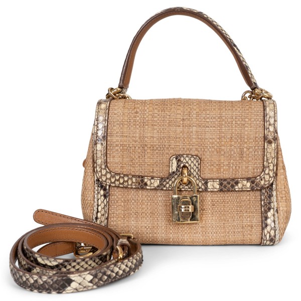 73430 authentische DOLCE & GABBANA natürliche Miss Dolce kleine Bast Tasche