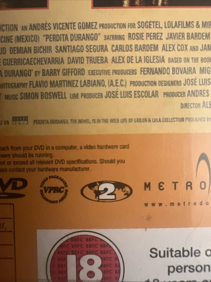 Perdita Durango Region 2 DVD Cult Cinema OOP VGC Like New Disc Complete w/ Inlay - Image 4 of 4