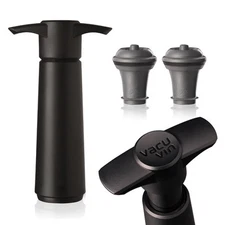 Original Wine Saver with 2 Vacuum Bottle Stoppers – Black Wine Preserver Pump...