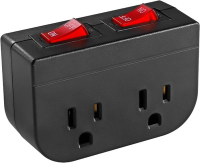 Grounded Outlet with Double on off Switch,  2 Port Electrical Outlet Plug Switch