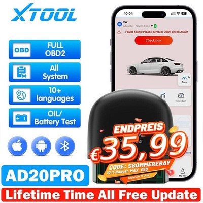 XTOOL AD20 PRO Vollsystem-Diagnosescanner Obd2 Werkzeugöl-Reset-Batterietest