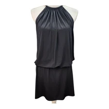 NEW Jessica Simpson Mini Dress SZ 8 Black Sexy Halter Blouson Gold Necklace NWT