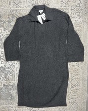 Treasure & Bond Sweater Dress Size M Gray Long Sleeve V Neck Ribbed NWT