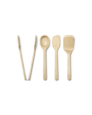 Caraway 4-Piece Mini Wooden Kitchen Utensils Set for Cooking, Serving, and Pl...