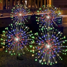 4PC Garden Solar Lights Outdoor Fireworks Lights Flower Path Lawn Decor Yard