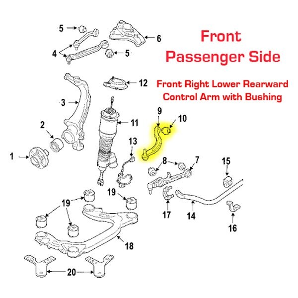 For Bentley Continental 05-13 Front Passenger Side Lower Rearward Control Arm