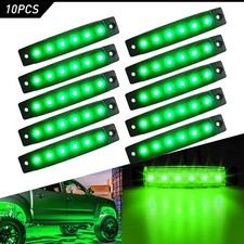 10x Led Green 3.8 Smoked Marker Lights For Car Auto Truck Boat Trailer
