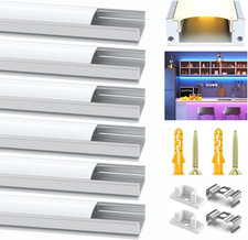 Diffuser for Led Strip Light Trunking 6Pack 3.3FT/1M White U-Shape Aluminum Chan
